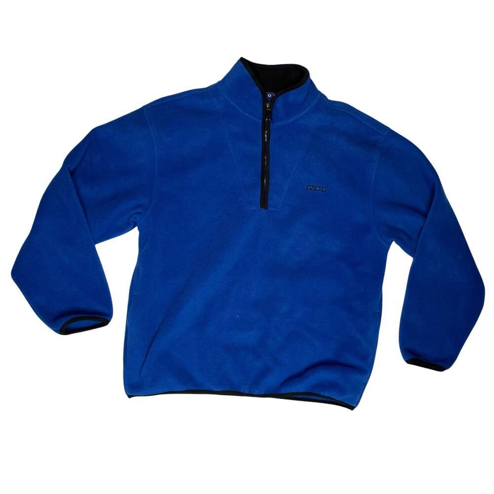 IZOD Blue 1/4 Zip Fleece Pullover Mens Large